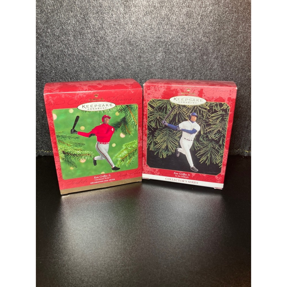 Hallmark Keepsake Ken Griffey Jr Ornaments Lot – Reds &‎ Mariners – Baseball